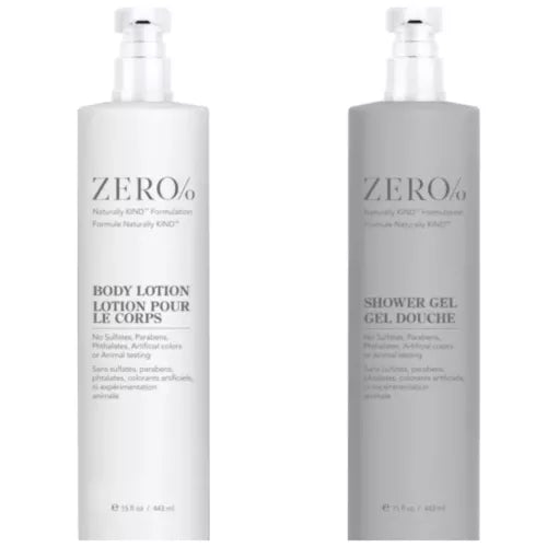 Zero% Naturally Kind Body Lotion & Shower Gel 15oz Set Brand New